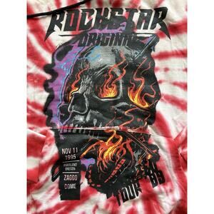 Rare Find Rockstar Original Skull Red Tie Dye Hoodie w/ Flames Size XL Skater